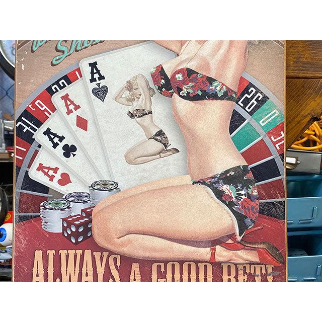 カジノ　グッドラックガール　U.S.ヘヴィースチールサイン ■ アメリカン雑貨 アメリカ雑貨 看板 |  | 02