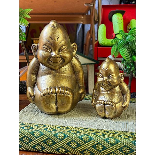 商売繁盛＆開運招福 大阪名物ビリケンさんの縁起のええ置物【●SS+Sサイズ2体セット】+【京たたみで作った飾り台 ミニ畳Sサイズ】のセット |  | 01