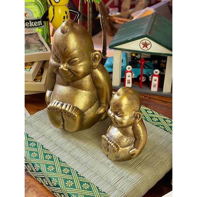 商売繁盛＆開運招福 大阪名物ビリケンさんの縁起のええ置物【●SS+Sサイズ2体セット】+【京たたみで作った飾り台 ミニ畳Sサイズ】のセット |  | 02