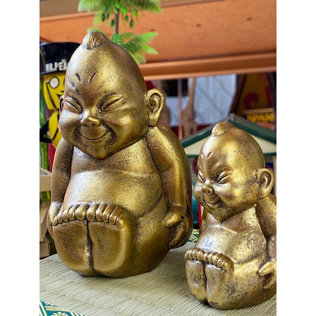 商売繁盛＆開運招福 大阪名物ビリケンさんの縁起のええ置物【●SS+Sサイズ2体セット】+【京たたみで作った飾り台 ミニ畳Sサイズ】のセット |  | 03