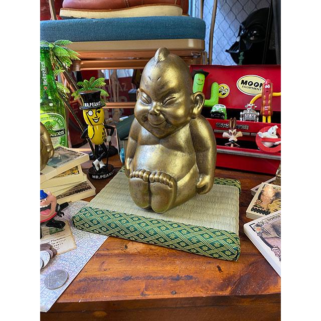 商売繁盛＆開運招福 大阪名物ビリケンさんの縁起のええ置物【●Mサイズ】+【京たたみで作った飾り台 ミニ畳Mサイズ】のセット | 