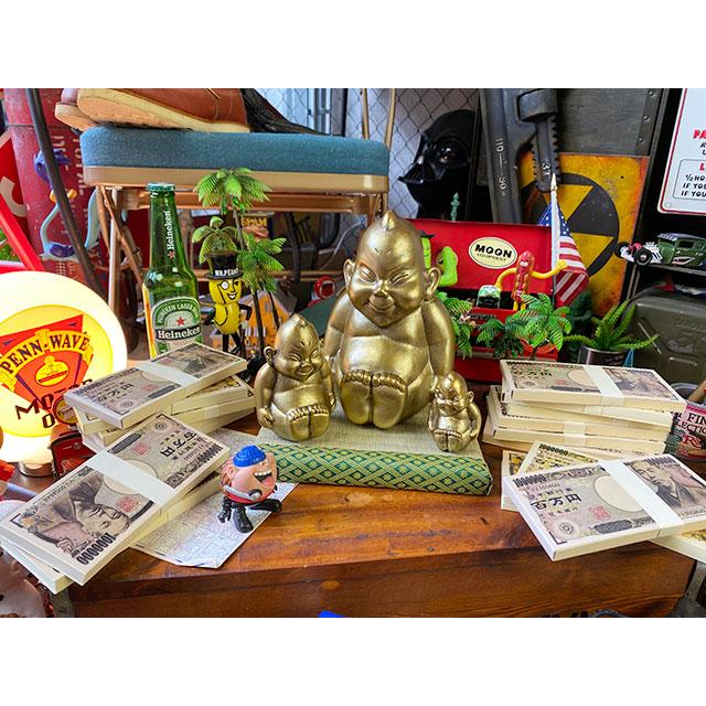 商売繁盛＆開運招福 大阪名物ビリケンさんの縁起のええ置物【●SS+S+Mサイズ3体セット】+【京たたみで作った飾り台 ミニ畳Mサイズ】セット |  | 06