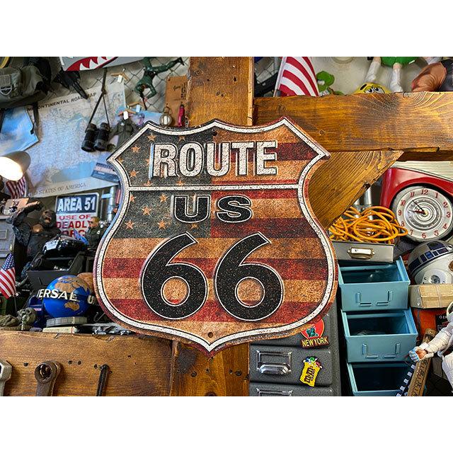 ルート66　ブリキ看板　（クラシック星条旗）　■ アメリカン雑貨 アメリカ雑貨 |  | 05