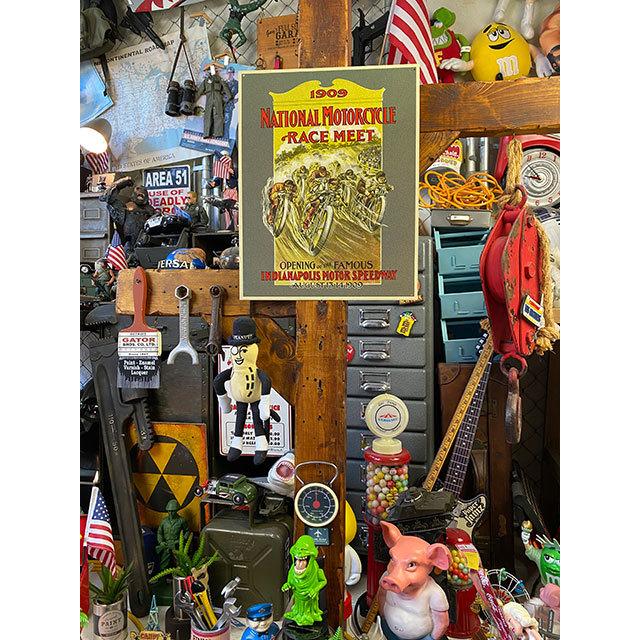 1909年インディアナモーターサイクルレース　ブリキ看板 ■ アメリカン雑貨 アメリカ雑貨 |  | 02