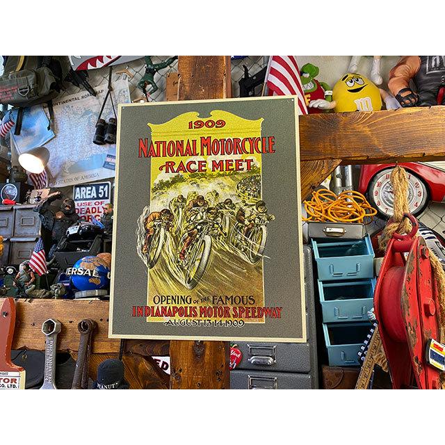 1909年インディアナモーターサイクルレース　ブリキ看板 ■ アメリカン雑貨 アメリカ雑貨 |  | 05