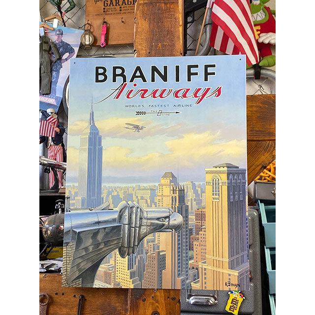 ニューヨークのトラベルポスター　ブリキ看板　（ブラニフ・エアウェイズ）　■　アメリカン雑貨　アメリカ雑貨 | 