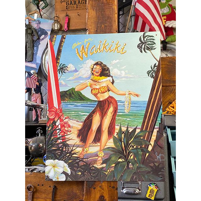 アロハ・フロム・ワイキキ　ブリキ看板 ■ アメリカン雑貨 アメリカ雑貨 | 