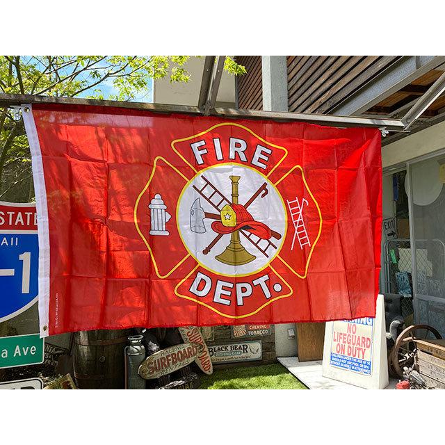 ファイヤーデプト　ビッグサイズフラッグ　（ホワイトロゴ）　■　アメリカン雑貨　アメリカ雑貨 | 