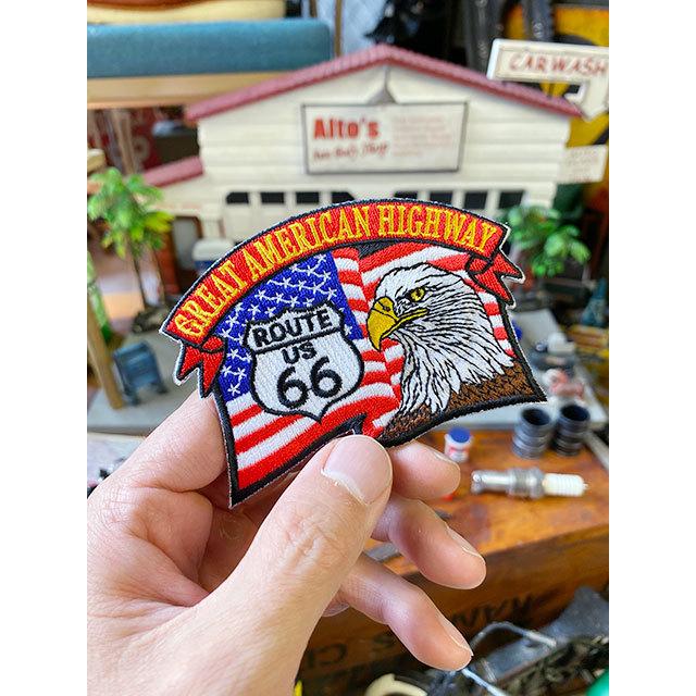 ルート66　ワッペン　（星条旗イーグル/GREAT AMERICAN HIGHWAY）　■　アメリカン雑貨　アメリカ雑貨 |  | 02
