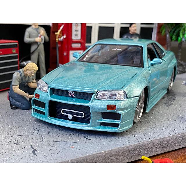 映画　ワイルドスピード　ダイキャストミニカー　1/24　（ブライアン/ニッサン　スカイラインGT-R　R34/アイスグリーンメタリック） |  | 02