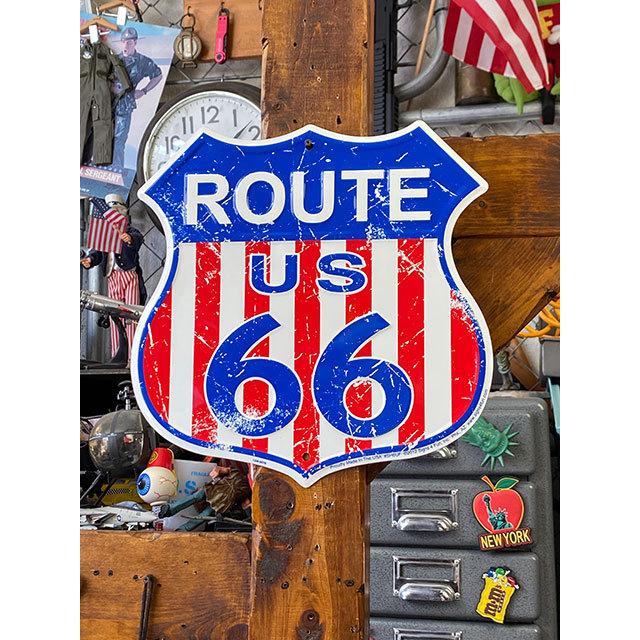 ルート66　ロードサイン　ブリキ看板　（星条旗）　■ アメリカン雑貨 アメリカ雑貨 | 