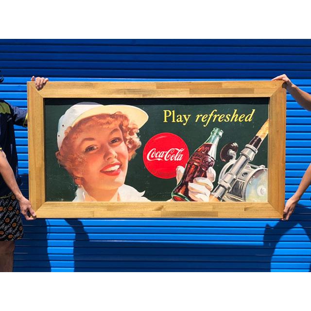 Coca Cola（コカコーラ） 特大サイズ・ヴィンテージポスター （ウッド