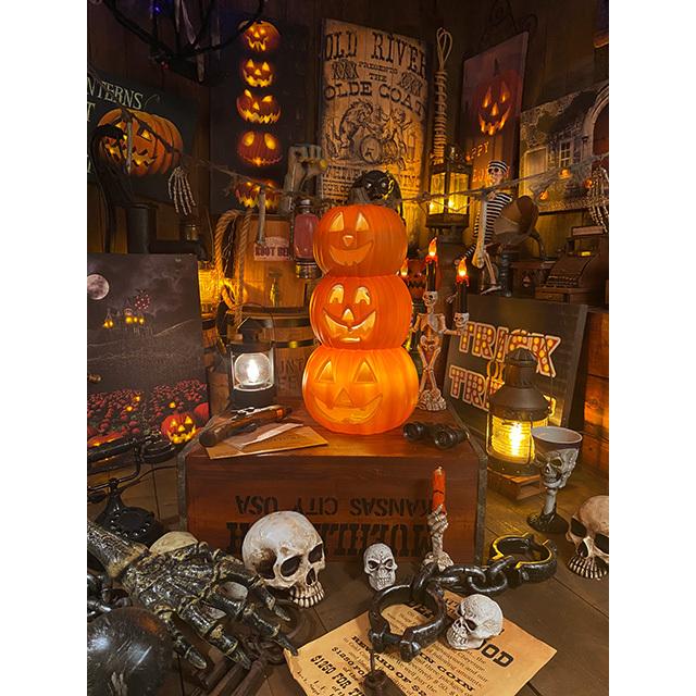 パンプキンランタン　（トリプルフェイス）　ハロウィン　ジャック・オ・ランタン　3連ランタン　■　パーティー　飾り　アメリカ雑貨 |  | 06