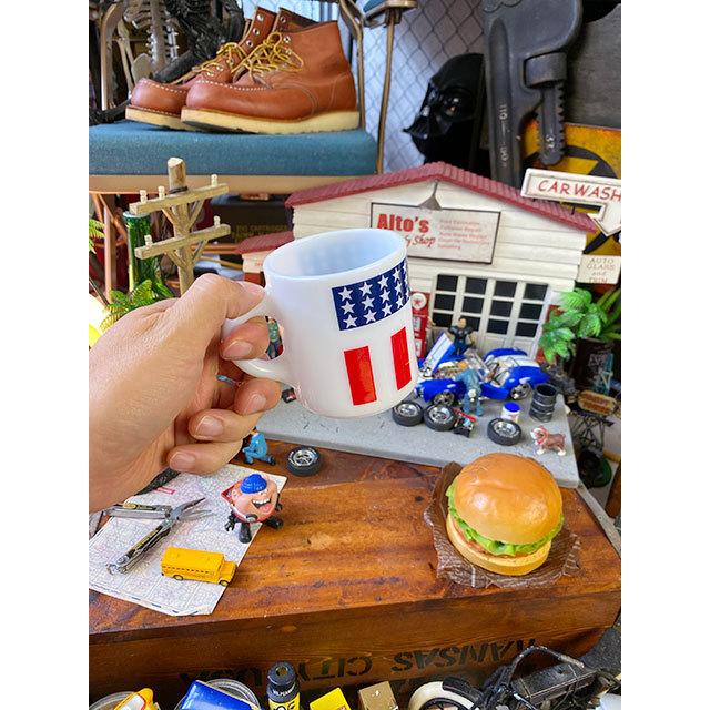 アンティーク品★　グラスベイク社　星条旗ミルクガラスマグ ■ アメリカン雑貨 アメリカ雑貨 |  | 05