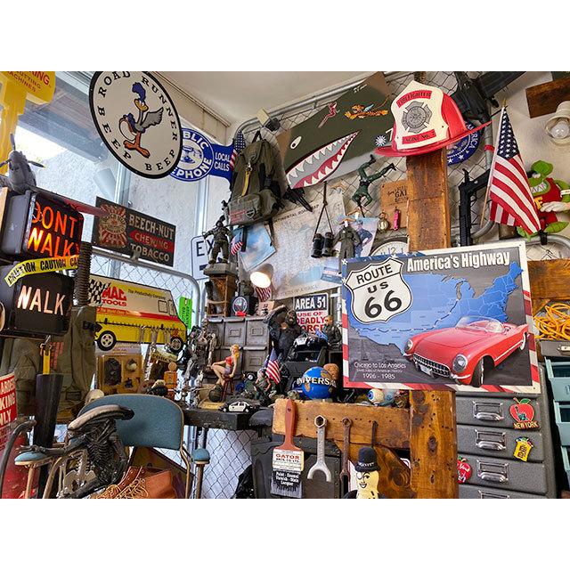 ルート66＆シボレー　コルベット　ブリキ看板　（アメリカズ　ハイウェイ）　■　アメリカン雑貨　アメリカ雑貨 |  | 02