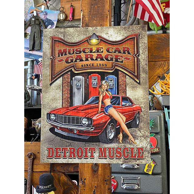 マッスルカーガレージ　ブリキ看板　（デトロイトマッスル）　■　アメリカン雑貨　アメリカ雑貨 | 