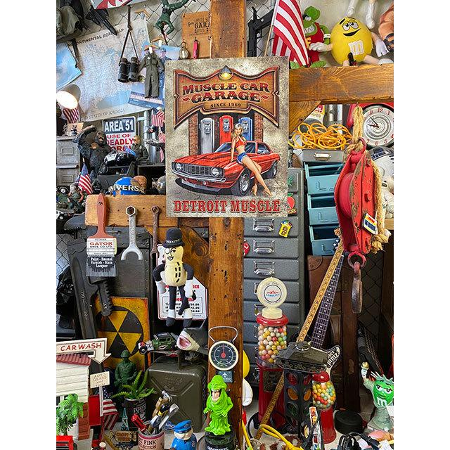 マッスルカーガレージ　ブリキ看板　（デトロイトマッスル）　■　アメリカン雑貨　アメリカ雑貨 |  | 01