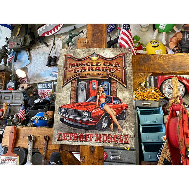 マッスルカーガレージ　ブリキ看板　（デトロイトマッスル）　■　アメリカン雑貨　アメリカ雑貨 |  | 04