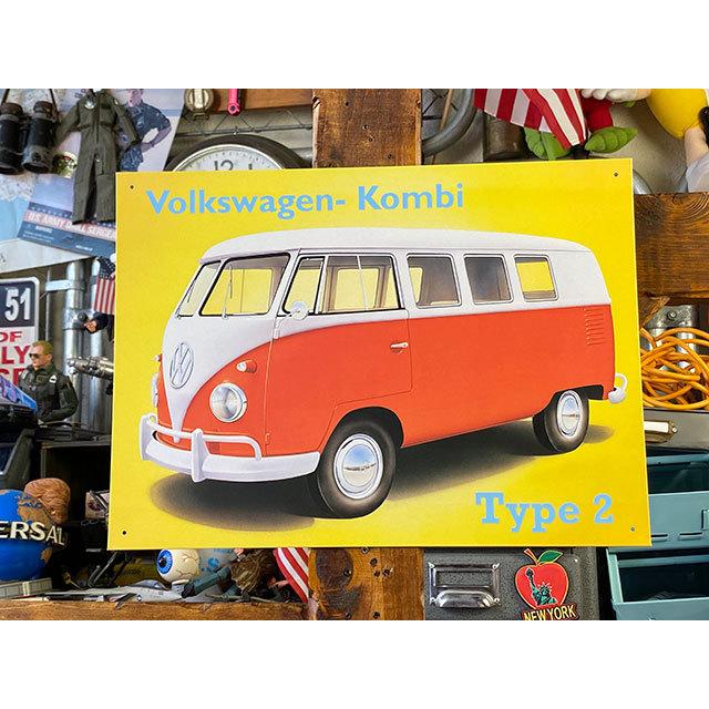 フォルクスワーゲン　ワーゲンバス　ブリキ看板　（タイプ2）　■　アメリカン雑貨　アメリカ雑貨 | 