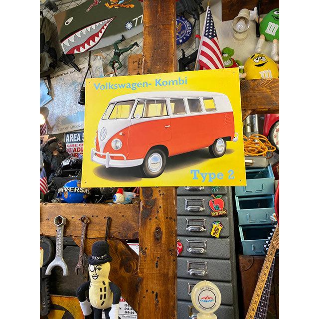 フォルクスワーゲン　ワーゲンバス　ブリキ看板　（タイプ2）　■　アメリカン雑貨　アメリカ雑貨 |  | 04