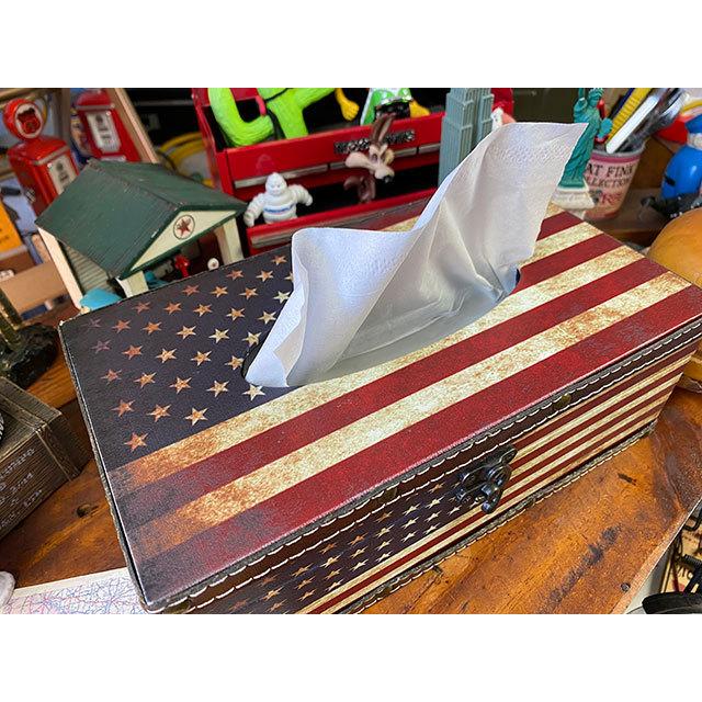 星条旗アンティークトランク風ティッシュケース ■ アメリカン雑貨 アメリカ雑貨 ティッシュボックス |  | 01