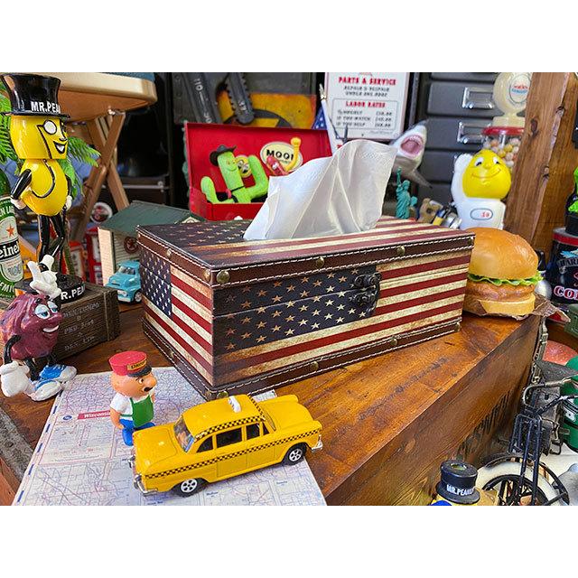 星条旗アンティークトランク風ティッシュケース ■ アメリカン雑貨 アメリカ雑貨 ティッシュボックス |  | 02