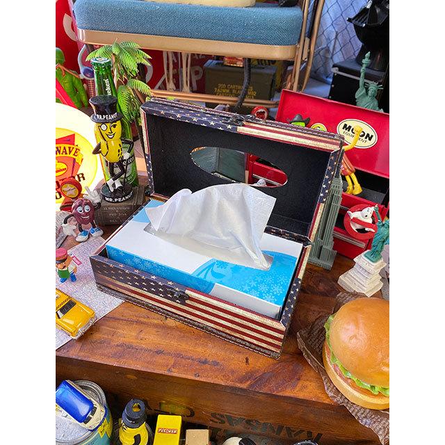 星条旗アンティークトランク風ティッシュケース ■ アメリカン雑貨 アメリカ雑貨 ティッシュボックス |  | 03