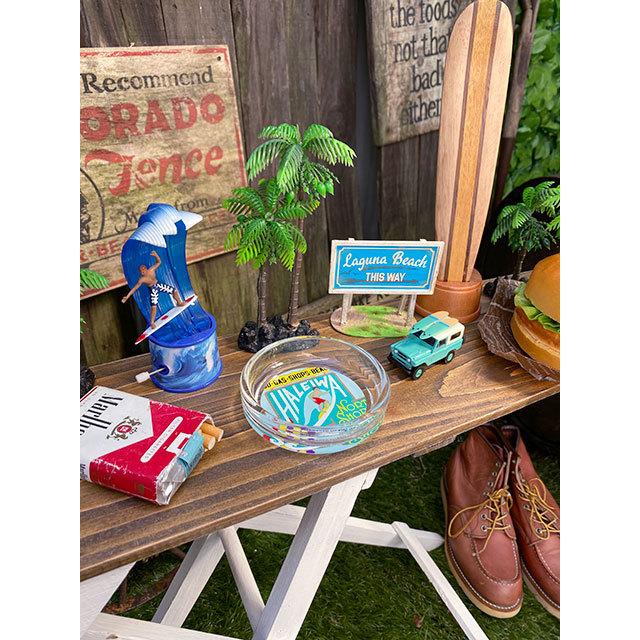 ハワイアン　ガラスアシュトレイ　（ハレイワ名物看板）　■　アメリカン雑貨　アメリカ雑貨　灰皿 |  | 04