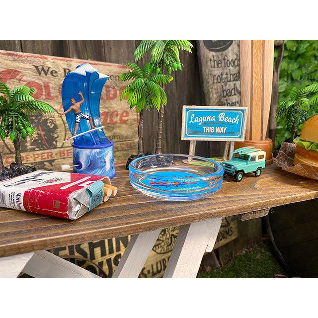 ハワイアン　ガラスアシュトレイ　（アロハハワイ）　■　アメリカン雑貨　アメリカ雑貨　灰皿 |  | 02