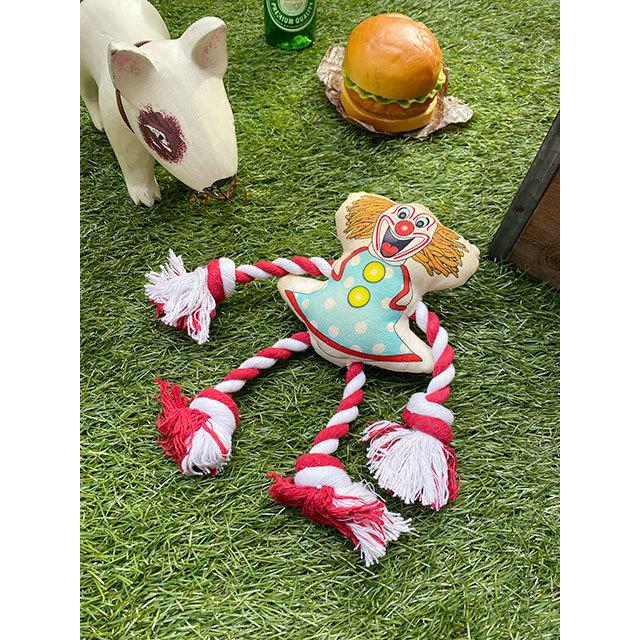 ピエロのクレイジーロープトイ 犬のオモチャ □ アメリカン雑貨