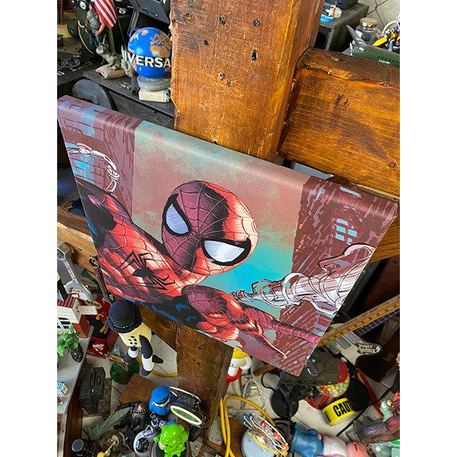 マーベルコミック　スパイダーマン　キャンバスアート　（ウェブスリング・クローズアップ）　■ アメリカン雑貨 アメリカ雑貨 爆買 |  | 01