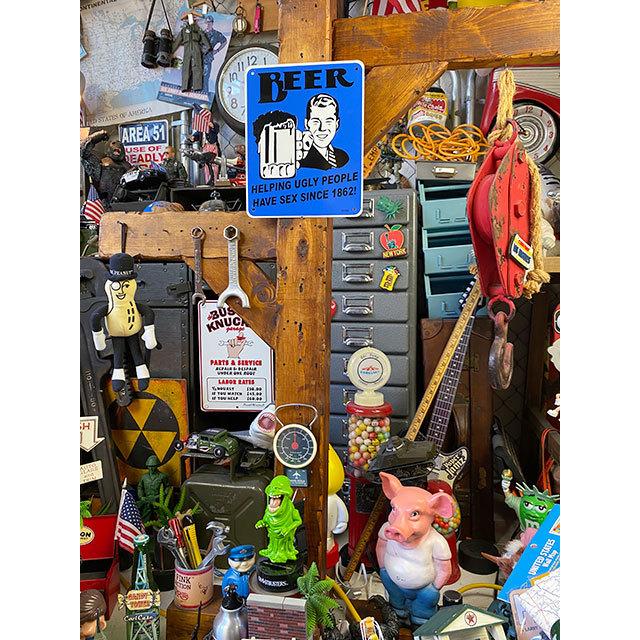 ビールのおかげ」 ミニジョーク看板 （ブサイク編） □ アメリカン雑貨