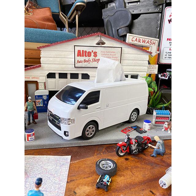 トヨタ ハイエース ティッシュケース （ホワイト） □ アメリカン雑貨