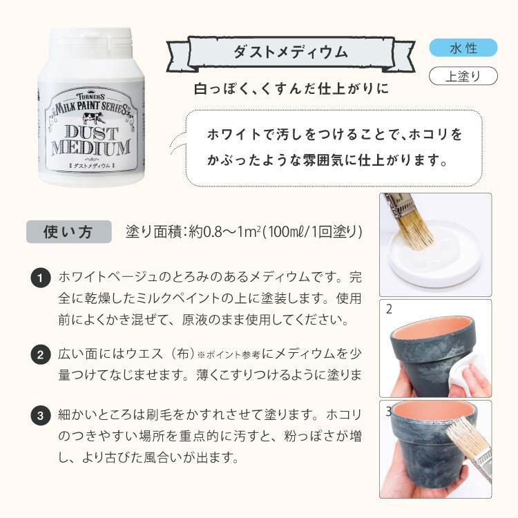 ターナー　ミルクペイント　ダストメディウム　200ml　最初におすすめ　水性塗料　上塗り　ホコリをかぶったような雰囲気に |  | 01