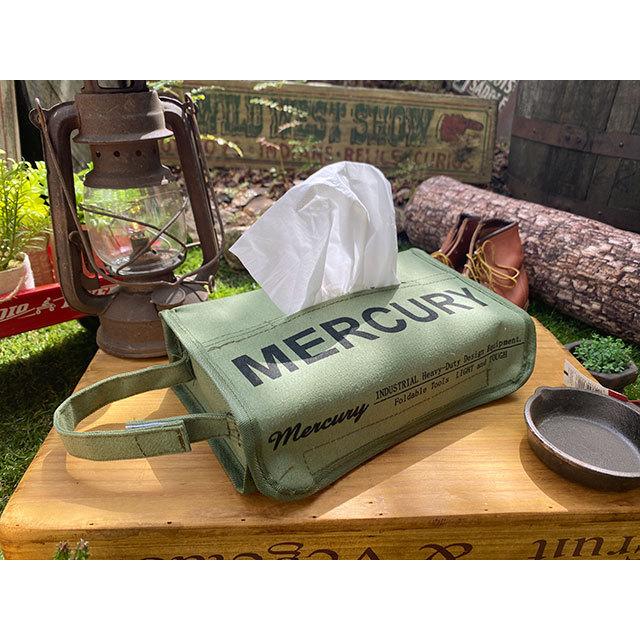 マーキュリー　キャンバスティッシュボックスカバー　（カーキ）　■　アメリカン雑貨　ティッシュボックス　ティッシュケース | MERCURY