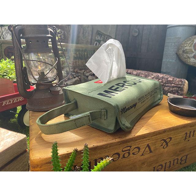 マーキュリー　キャンバスティッシュボックスカバー　（カーキ）　■　アメリカン雑貨　ティッシュボックス　ティッシュケース | MERCURY | 02