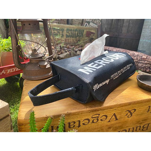 マーキュリー　キャンバスティッシュボックスカバー　（ブラック）　■　アメリカン雑貨　ティッシュボックス　ティッシュケース | MERCURY | 02