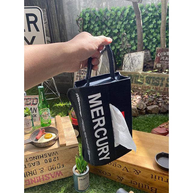 マーキュリー　キャンバスティッシュボックスカバー　（ブラック）　■　アメリカン雑貨　ティッシュボックス　ティッシュケース | MERCURY | 08