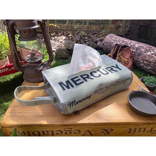 マーキュリー　キャンバスティッシュボックスカバー　（グレー）　■　アメリカン雑貨　ティッシュボックス　ティッシュケース | MERCURY