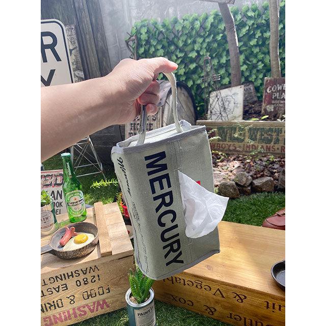 マーキュリー　キャンバスティッシュボックスカバー　（グレー）　■　アメリカン雑貨　ティッシュボックス　ティッシュケース | MERCURY | 08