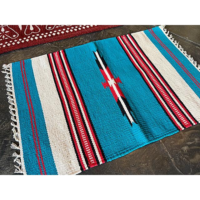 ネイティブパターン　コットンマット　65cm　（ターコイズ）　■　アメリカン雑貨　アメリカ雑貨 |  | 01