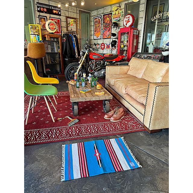 ネイティブパターン　コットンマット　65cm　（ターコイズ）　■　アメリカン雑貨　アメリカ雑貨 |  | 02