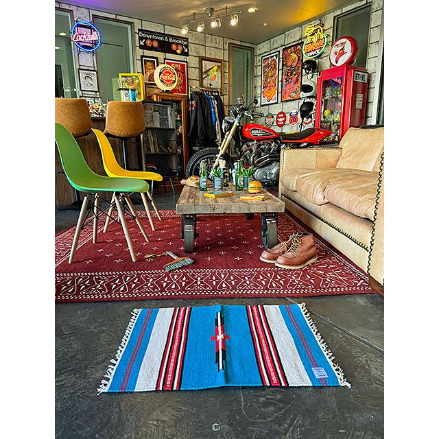 ネイティブパターン　コットンマット　65cm　（ターコイズ）　■　アメリカン雑貨　アメリカ雑貨 |  | 06