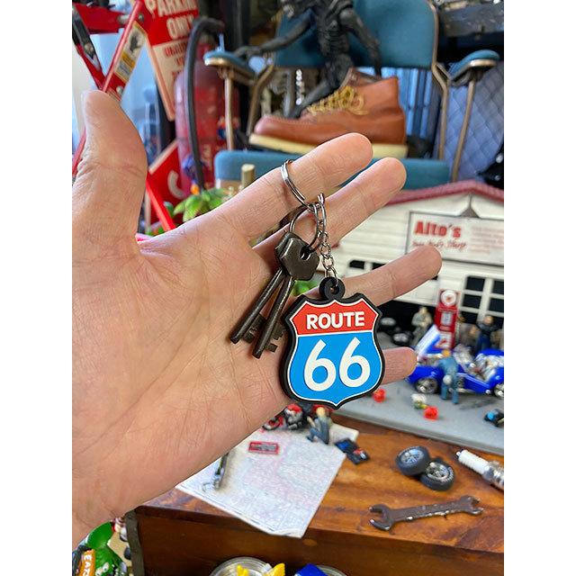 ルート66　ラバーキーホルダー　（ブルー＆レッド）　■　アメリカン雑貨　アメリカ雑貨 爆買 |  | 03