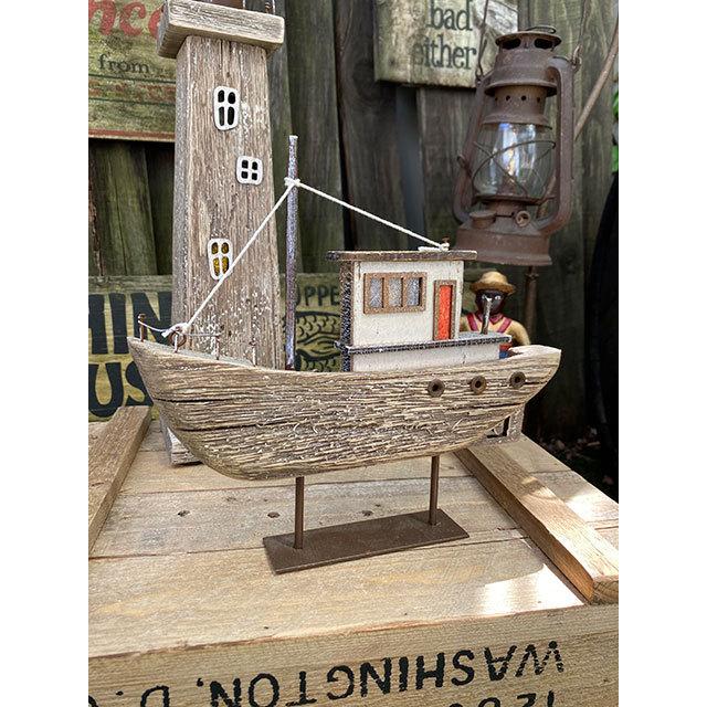 古い船のライトアップオブジェ （ウッディ） □ アメリカン雑貨