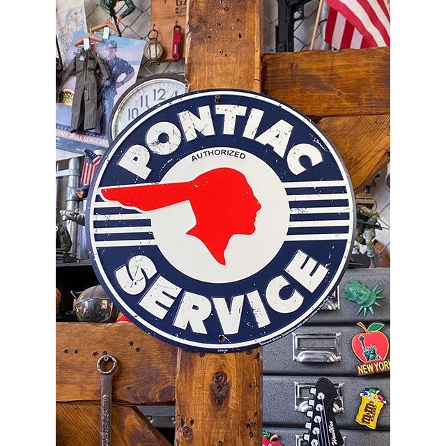 ポンティアック　ラウンド型ブリキ看板　（ヴィンテージロゴ）　■　アメリカン雑貨　アメリカ雑貨 | 