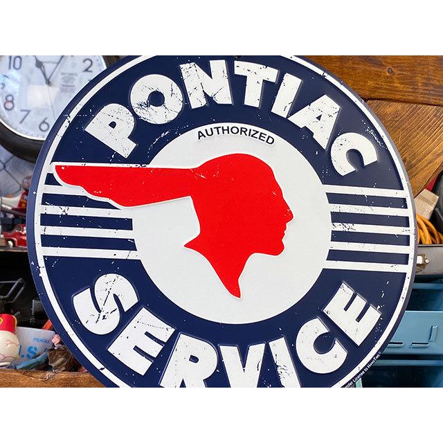 ポンティアック　ラウンド型ブリキ看板　（ヴィンテージロゴ）　■　アメリカン雑貨　アメリカ雑貨 |  | 01