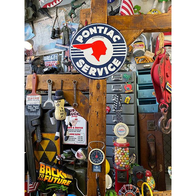 ポンティアック　ラウンド型ブリキ看板　（ヴィンテージロゴ）　■　アメリカン雑貨　アメリカ雑貨 |  | 02