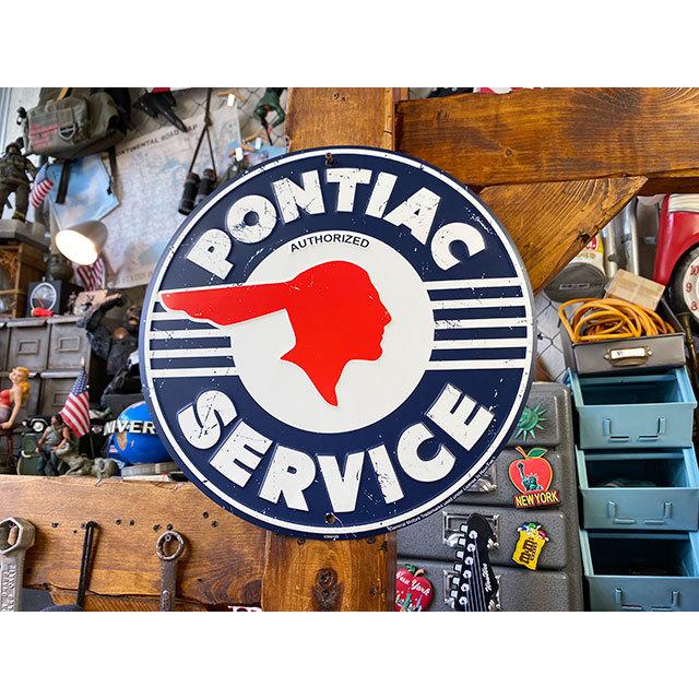 ポンティアック　ラウンド型ブリキ看板　（ヴィンテージロゴ）　■　アメリカン雑貨　アメリカ雑貨 |  | 05