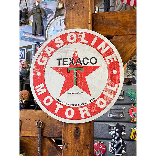 テキサコ　ラウンド型　ブリキ看板　（ヴィンテージスタイル）　■　アメリカン雑貨　アメリカ雑貨 | 